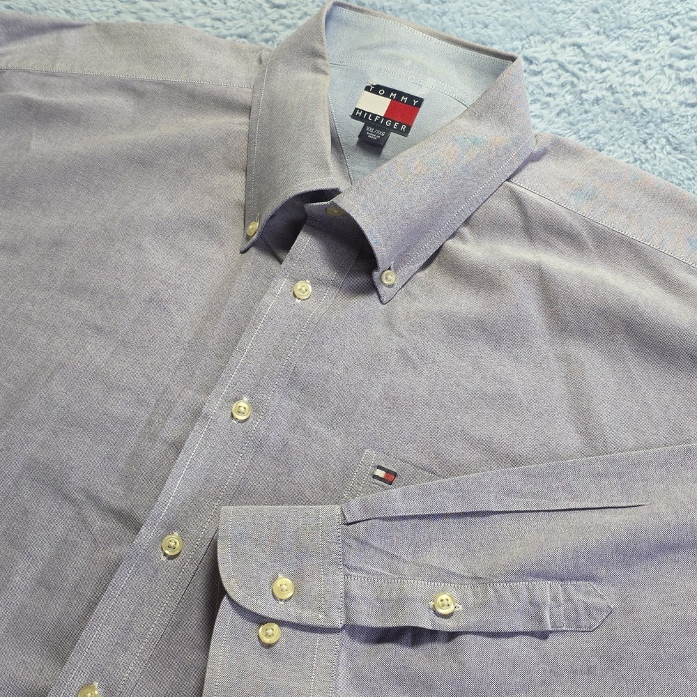 Vintage Y2k Tommy Hilfiger Mens XXL Button Down Long Sleeve Cotton Classic - Picture 1 of 14